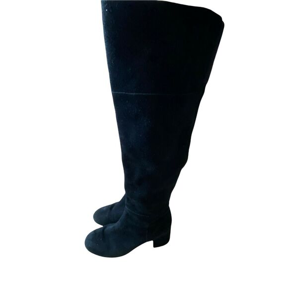 Clarks Knee High Riding Boots Women's Black Suede Round Toe Side Zip size 9 M - Picture 3 of 12